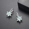 Flower Earrings for Women Trendy 18K White Gold Plated Cubic Zirconia Hypoallergenic Drop Earrings Floral Jewelry for Women(Green Flower)
