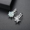 Flower Earrings for Women Trendy 18K White Gold Plated Cubic Zirconia Hypoallergenic Drop Earrings Floral Jewelry for Women(Green Flower)