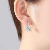 Flower Earrings for Women Trendy 18K White Gold Plated Cubic Zirconia Hypoallergenic Drop Earrings Floral Jewelry for Women(Pink Flower)
