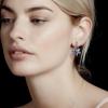 Flower Earrings for Women Trendy 18K White Gold Plated Cubic Zirconia Hypoallergenic Drop Earrings Floral Jewelry for Women(Pink Flower)