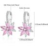 Flower Earrings for Women Trendy 18K White Gold Plated Cubic Zirconia Hypoallergenic Drop Earrings Floral Jewelry for Women(Pink Flower)