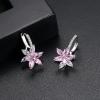 Flower Earrings for Women Trendy 18K White Gold Plated Cubic Zirconia Hypoallergenic Drop Earrings Floral Jewelry for Women(Pink Flower)