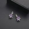 Flower Earrings for Women Trendy 18K White Gold Plated Cubic Zirconia Hypoallergenic Drop Earrings Floral Jewelry for Women(Purple Flower)