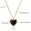 Gold Heart Necklaces for Women Dainty 14K Gold Plated Adjustable Heart Shaped Necklace Heart Crystal Pendant Necklace Heart Jewelry for Women(black tourmaline)