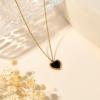 Gold Heart Necklaces for Women Dainty 14K Gold Plated Adjustable Heart Shaped Necklace Heart Crystal Pendant Necklace Heart Jewelry for Women(black tourmaline)