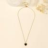 Gold Heart Necklaces for Women Dainty 14K Gold Plated Adjustable Heart Shaped Necklace Heart Crystal Pendant Necklace Heart Jewelry for Women(black tourmaline)