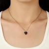 Gold Heart Necklaces for Women Dainty 14K Gold Plated Adjustable Heart Shaped Necklace Heart Crystal Pendant Necklace Heart Jewelry for Women(black tourmaline)