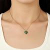 Gold Heart Necklaces for Women Dainty 14K Gold Plated Adjustable Heart Shaped Necklace Heart Crystal Pendant Necklace Heart Jewelry for Women(malachite)