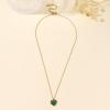 Gold Heart Necklaces for Women Dainty 14K Gold Plated Adjustable Heart Shaped Necklace Heart Crystal Pendant Necklace Heart Jewelry for Women(malachite)
