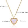 Gold Heart Necklaces for Women Dainty 14K Gold Plated Adjustable Heart Shaped Necklace Heart Crystal Pendant Necklace Heart Jewelry for Women(moonstone)