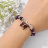 Healing Crystal Bracelet for Women 8mm Adjustable Butterfly Charm Bracelet Crystal Beaded Bracelets Butterfly Bracelets for Women Girls(Amethyst)