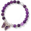 Healing Crystal Bracelet for Women 8mm Adjustable Butterfly Charm Bracelet Crystal Beaded Bracelets Butterfly Bracelets for Women Girls(Amethyst)