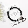 Healing Crystal Bracelet for Women 8mm Adjustable Butterfly Charm Bracelet Crystal Beaded Bracelets Butterfly Bracelets for Women Girls(Black Tourmaline)
