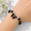Healing Crystal Bracelet for Women 8mm Adjustable Butterfly Charm Bracelet Crystal Beaded Bracelets Butterfly Bracelets for Women Girls(Black Tourmaline)
