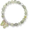 Healing Crystal Bracelet for Women 8mm Adjustable Butterfly Charm Bracelet Crystal Beaded Bracelets Butterfly Bracelets for Women Girls(Prehnite)