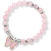 Healing Crystal Bracelet for Women 8mm Adjustable Butterfly Charm Bracelet Crystal Beaded Bracelets Butterfly Bracelets for Women Girls(Rose Quartz)