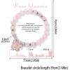 Healing Crystal Bracelet for Women 8mm Adjustable Butterfly Charm Bracelet Crystal Beaded Bracelets Butterfly Bracelets for Women Girls(Rose Quartz)