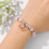 Healing Crystal Bracelet for Women 8mm Adjustable Butterfly Charm Bracelet Crystal Beaded Bracelets Butterfly Bracelets for Women Girls(Rose Quartz)
