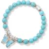 Healing Crystal Bracelet for Women 8mm Adjustable Butterfly Charm Bracelet Crystal Beaded Bracelets Butterfly Bracelets for Women Girls(Turquoise)