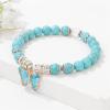 Healing Crystal Bracelet for Women 8mm Adjustable Butterfly Charm Bracelet Crystal Beaded Bracelets Butterfly Bracelets for Women Girls(Turquoise)