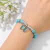Healing Crystal Bracelet for Women 8mm Adjustable Butterfly Charm Bracelet Crystal Beaded Bracelets Butterfly Bracelets for Women Girls(Turquoise)