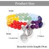 Healing Crystal Bracelet for Women Boho Tree of Life and Leaf Charm Bracelet Crystal Beaded Bracelets Anxiety Spiritual Gemstone Bracelet Natural Stone Stretch Bracelets Healing Gifts for Women(7 chakra)