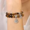 Healing Crystal Bracelet for Women Boho Tree of Life and Leaf Charm Bracelet Crystal Beaded Bracelets Anxiety Spiritual Gemstone Bracelet Natural Stone Stretch Bracelets Healing Gifts for Women(tiger eye)