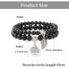 Healing Crystal Bracelet for Women Boho Tree of Life and Leaf Charm Bracelet Crystal Beaded Bracelets Anxiety Spiritual Gemstone Bracelet Natural Stone Stretch Bracelets Healing Gifts for Women(black tourmaline)