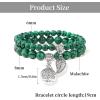 Healing Crystal Bracelet for Women Boho Tree of Life and Leaf Charm Bracelet Crystal Beaded Bracelets Anxiety Spiritual Gemstone Bracelet Natural Stone Stretch Bracelets Healing Gifts for Women(malachite)