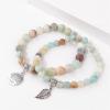 Healing Crystal Bracelet for Women Boho Tree of Life and Leaf Charm Bracelet Crystal Beaded Bracelets Anxiety Spiritual Gemstone Bracelet Natural Stone Stretch Bracelets Healing Gifts for Women(turquoise)