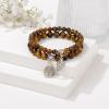 Healing Crystal Bracelet for Women Boho Tree of Life and Leaf Charm Bracelet Crystal Beaded Bracelets Anxiety Spiritual Gemstone Bracelet Natural Stone Stretch Bracelets Healing Gifts for Women(tiger eye)