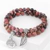 Healing Crystal Bracelet for Women Boho Tree of Life and Leaf Charm Bracelet Crystal Beaded Bracelets Anxiety Spiritual Gemstone Bracelet Natural Stone Stretch Bracelets Healing Gifts for Women(rhodonite)
