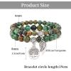 Healing Crystal Bracelet for Women Boho Tree of Life and Leaf Charm Bracelet Crystal Beaded Bracelets Anxiety Spiritual Gemstone Bracelet Natural Stone Stretch Bracelets Healing Gifts for Women(african turquoise)