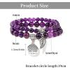Healing Crystal Bracelet for Women Boho Tree of Life and Leaf Charm Bracelet Crystal Beaded Bracelets Anxiety Spiritual Gemstone Bracelet Natural Stone Stretch Bracelets Healing Gifts for Women(amethyst)