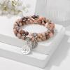 Healing Crystal Bracelet for Women Boho Tree of Life and Leaf Charm Bracelet Crystal Beaded Bracelets Anxiety Spiritual Gemstone Bracelet Natural Stone Stretch Bracelets Healing Gifts for Women(amazonite)