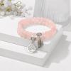 Healing Crystal Bracelet for Women Boho Tree of Life and Leaf Charm Bracelet Crystal Beaded Bracelets Anxiety Spiritual Gemstone Bracelet Natural Stone Stretch Bracelets Healing Gifts for Women(rose quartz)
