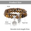 Healing Crystal Bracelet for Women Boho Tree of Life and Leaf Charm Bracelet Crystal Beaded Bracelets Anxiety Spiritual Gemstone Bracelet Natural Stone Stretch Bracelets Healing Gifts for Women(tiger eye)