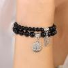 Healing Crystal Bracelet for Women Boho Tree of Life and Leaf Charm Bracelet Crystal Beaded Bracelets Anxiety Spiritual Gemstone Bracelet Natural Stone Stretch Bracelets Healing Gifts for Women(white turquoise)
