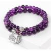 Healing Crystal Bracelet for Women Boho Tree of Life and Leaf Charm Bracelet Crystal Beaded Bracelets Anxiety Spiritual Gemstone Bracelet Natural Stone Stretch Bracelets Healing Gifts for Women(amethyst)