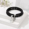 Healing Crystal Bracelet for Women Boho Tree of Life and Leaf Charm Bracelet Crystal Beaded Bracelets Anxiety Spiritual Gemstone Bracelet Natural Stone Stretch Bracelets Healing Gifts for Women(black tourmaline)