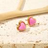 Heart Stud Earrings for Women 10mm 14K Gold Plated Handmade Heart Crystal Earrings Gemstone Earrings Birthstone Jewelry Gifts for Mother Daughter Wife Mom Girlfriend Her(pink quartz)
