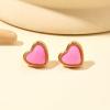 Heart Stud Earrings for Women 10mm 14K Gold Plated Handmade Heart Crystal Earrings Gemstone Earrings Birthstone Jewelry Gifts for Mother Daughter Wife Mom Girlfriend Her(pink quartz)