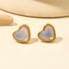 Heart Stud Earrings for Women 10mm 14K Gold Plated Handmade Heart Crystal Earrings Gemstone Earrings Birthstone Jewelry Gifts for Mother Daughter Wife Mom Girlfriend Her(moonstone)