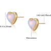 Heart Stud Earrings for Women 10mm 14K Gold Plated Handmade Heart Crystal Earrings Gemstone Earrings Birthstone Jewelry Gifts for Mother Daughter Wife Mom Girlfriend Her(moonstone)