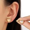 Heart Stud Earrings for Women 10mm 14K Gold Plated Handmade Heart Crystal Earrings Gemstone Earrings Birthstone Jewelry Gifts for Mother Daughter Wife Mom Girlfriend Her(moonstone)