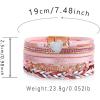 Leather Wrap Bracelets for Women Boho Trendy Handmade Stacked Sparkling Heart Bracelet Crystal Beads Cuff Bracelet with Magnetic Clasp, Valentine’s Day Gifts for Women Teens Girls(Pink)