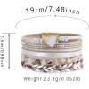 Leather Wrap Bracelets for Women Boho Trendy Handmade Stacked Sparkling Heart Bracelet Crystal Beads Cuff Bracelet with Magnetic Clasp, Valentine’s Day Gifts for Women Teens Girls(Gray)