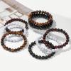 Lit Wall 3Pcs 8mm Mens Beaded Bracelets Natural Stone Bracelets Tiger Eye Men Bracelet Set Adjustable Mens Bead Bracelet Black Crystal Stretch Bracelets Men Jewelry Gift