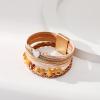 Rose Gold Leather Bracelets for Women Boho Handmade Wrap Bracelets Stackable Sparkling Heart Bracelet Crystal Bead Cuff Bracelet with Magnetic Clasp, Birthday Christmas Jewelry Gifts for Women