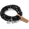 3Pcs Crystal Bracelet for Women Handmade Crystals and Healing Stones Bracelets Natural Stone Beaded Bracelets Set Star Moon Feather Boho Bracelets Birthday Gifts for Women Girls(obsidian)